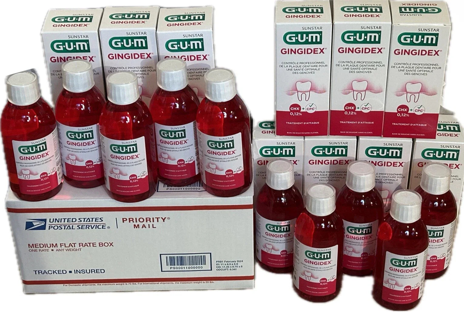 LOT OF 10-GUM GINGIDEX .12% CHG EXTRA STRENGTH MOUTHWASH PLAQUE CONTROL 300ml